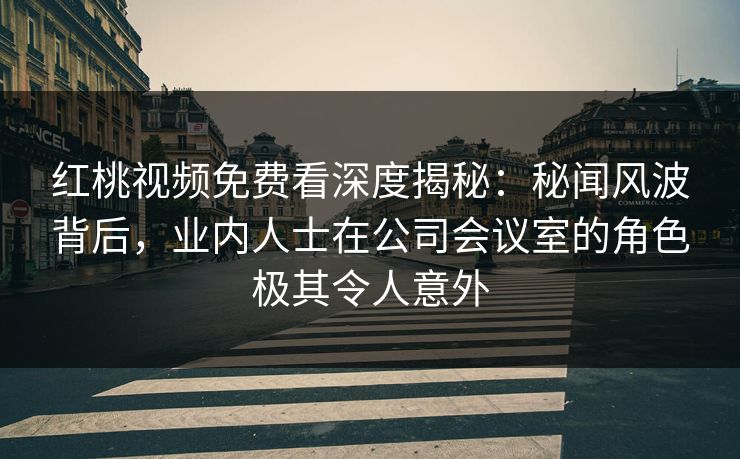 红桃视频免费看深度揭秘：秘闻风波背后，业内人士在公司会议室的角色极其令人意外