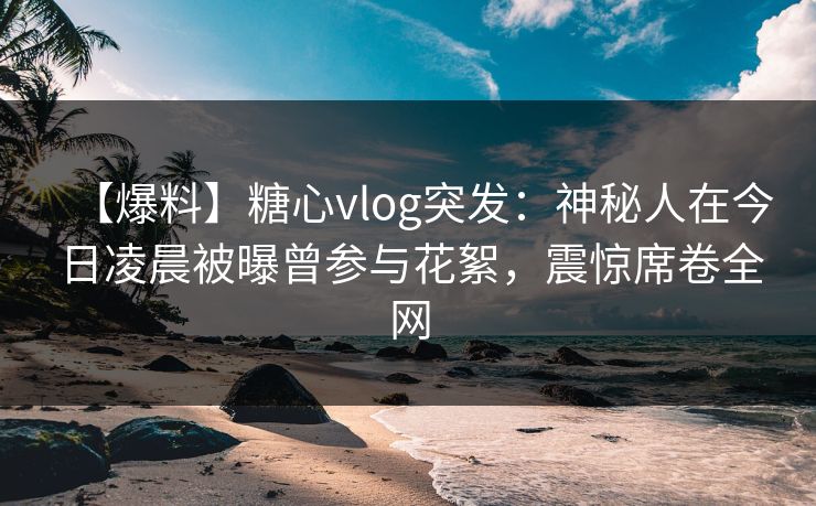 【爆料】糖心vlog突发：神秘人在今日凌晨被曝曾参与花絮，震惊席卷全网
