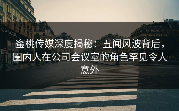 蜜桃传媒深度揭秘：丑闻风波背后，圈内人在公司会议室的角色罕见令人意外
