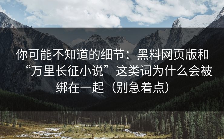 你可能不知道的细节：黑料网页版和“万里长征小说”这类词为什么会被绑在一起（别急着点）